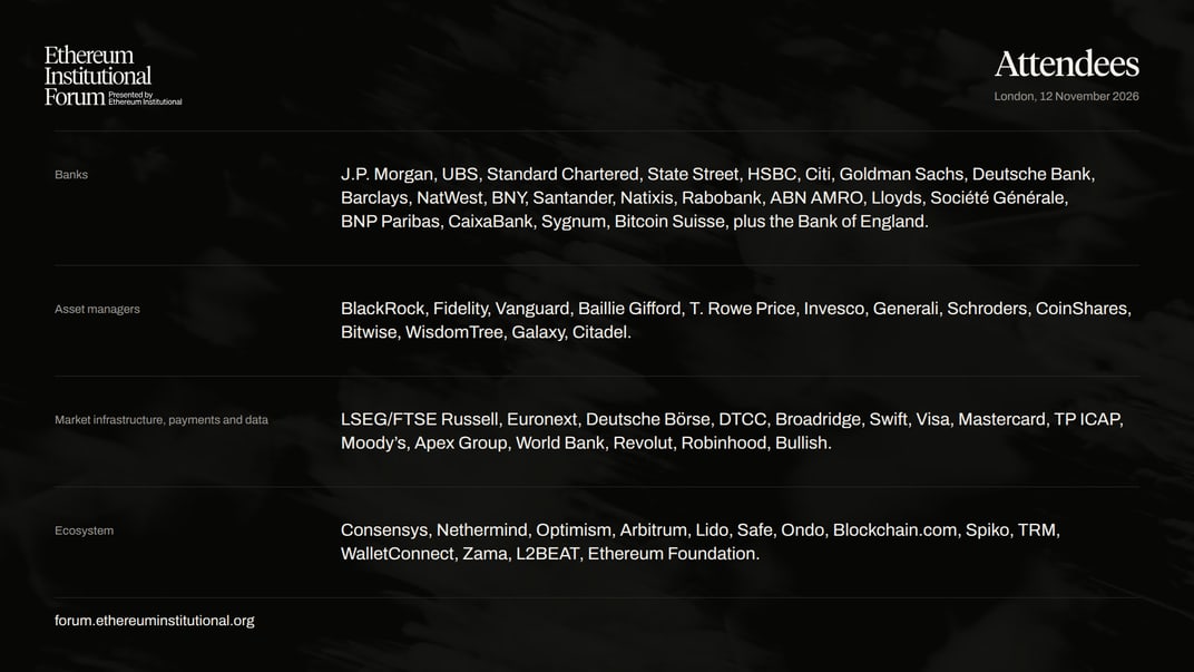 Attendees, London, 12 November 2026.